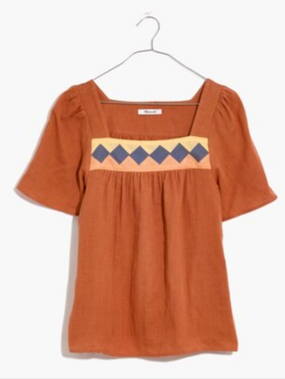 Madewell Patchwork Square-Neck Top is a boho-inspired, relaxed-fit blouse Size L - Picture 2 of 10